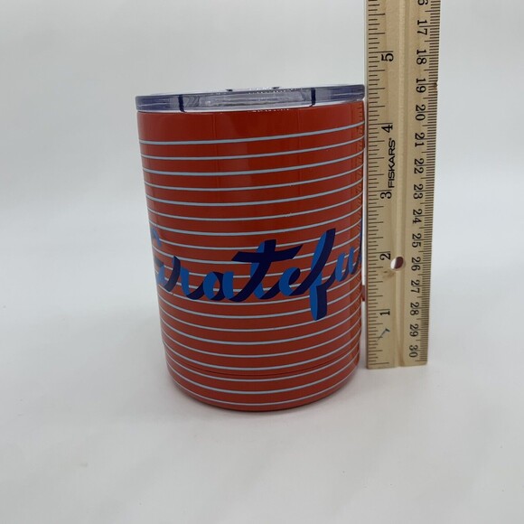 Anthropologie Travel Mug w/ Lid GRATEFUL Coffee Cup Stripes Summer July 4th USA - Picture 8 of 10